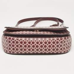 Kate Spade Burgundy Printed Coated Canvas Saddle Shoulder Bag