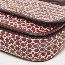 Kate Spade Burgundy Printed Coated Canvas Saddle Shoulder Bag