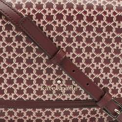Kate Spade Burgundy Printed Coated Canvas Saddle Shoulder Bag