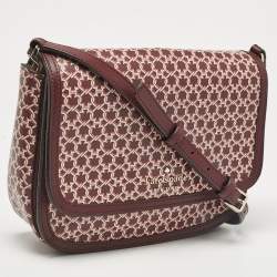 Kate Spade Burgundy Printed Coated Canvas Saddle Shoulder Bag