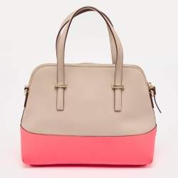 Kate Spade Beige/Neon Pink Leather Cedar Street Maise Satchel