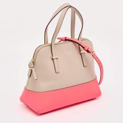 Kate Spade Beige/Neon Pink Leather Cedar Street Maise Satchel
