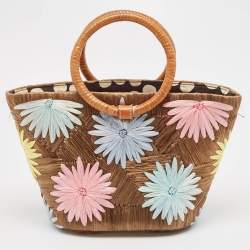 Kate Spade Multicolor Floral Straw Basket Tote