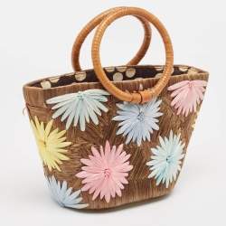 Kate Spade Multicolor Floral Straw Basket Tote