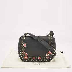 Pre Owned Kate Spade Black Leather Floral Applique Tressa Shoulder Bag
