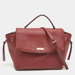 Kate Spade Maroon Leather Way Lilah Top Handle Bag