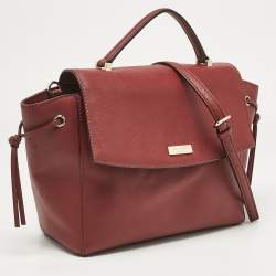 Kate Spade Maroon Leather Way Lilah Top Handle Bag