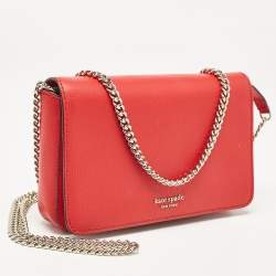 Pre Owned Kate Spade Red Leather New York Sylvie Chain Crossbody Bag
