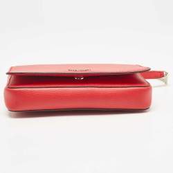 Pre Owned Kate Spade Red Leather New York Sylvie Chain Crossbody Bag