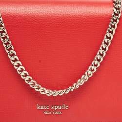 Pre Owned Kate Spade Red Leather New York Sylvie Chain Crossbody Bag