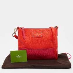 Pre Owned Kate Spade Pink/Orange Leather New York Grove Park Crossbody Bag
