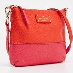 Pre Owned Kate Spade Pink/Orange Leather New York Grove Park Crossbody Bag