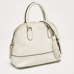 Pre Owned Kate Spade White Leather Carli McCall Street Satchel