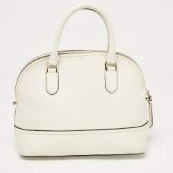 Pre Owned Kate Spade White Leather Carli McCall Street Satchel