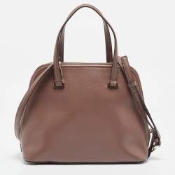 Kate Spade Taupe Brown Leather Patterson Drive Medium Dome Satchel