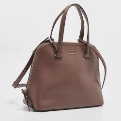 Kate Spade Taupe Brown Leather Patterson Drive Medium Dome Satchel