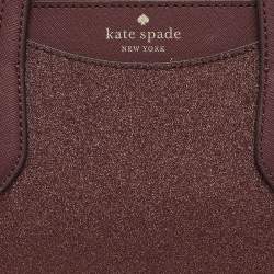 Pre Owned Kate Spade Burgundy Glitter and Leather New York Shimmy Tote