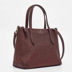 Pre Owned Kate Spade Burgundy Glitter and Leather New York Shimmy Tote