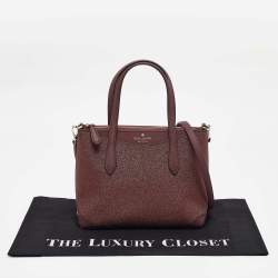 Pre Owned Kate Spade Burgundy Glitter and Leather New York Shimmy Tote