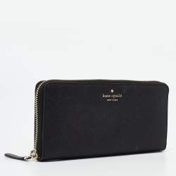 Kate Spade Black Glitter Leather New York Joeley Zip Continental Wallet
