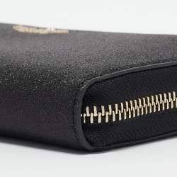 Kate Spade Black Glitter Leather New York Joeley Zip Continental Wallet