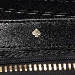 Kate Spade Black Glitter Leather New York Joeley Zip Continental Wallet