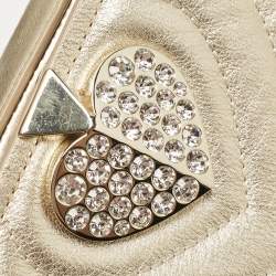 Pre Owned Kate Spade Gold Quilted Leather Amelia Jeweled Chain Shoulder Bag