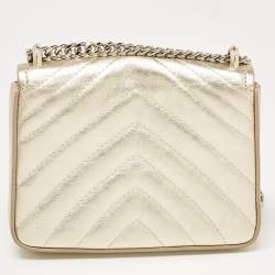 Pre Owned Kate Spade Gold Quilted Leather Amelia Jeweled Chain Shoulder Bag