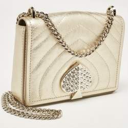 Pre Owned Kate Spade Gold Quilted Leather Amelia Jeweled Chain Shoulder Bag