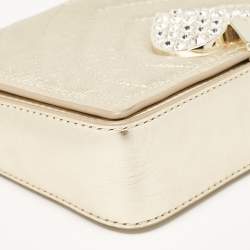 Pre Owned Kate Spade Gold Quilted Leather Amelia Jeweled Chain Shoulder Bag