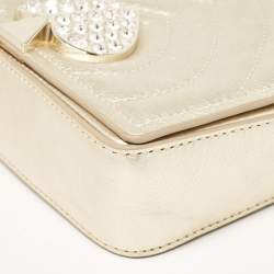 Pre Owned Kate Spade Gold Quilted Leather Amelia Jeweled Chain Shoulder Bag