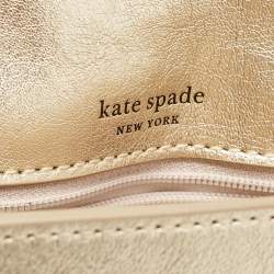 Pre Owned Kate Spade Gold Quilted Leather Amelia Jeweled Chain Shoulder Bag