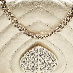 Pre Owned Kate Spade Gold Quilted Leather Amelia Jeweled Chain Shoulder Bag