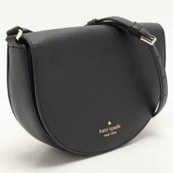 Pre Owned Kate Spade Black Leather Luna Crescent Crossbody Bag