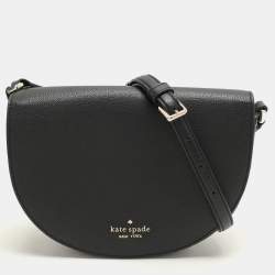 Pre Owned Kate Spade Black Leather Luna Crescent Crossbody Bag