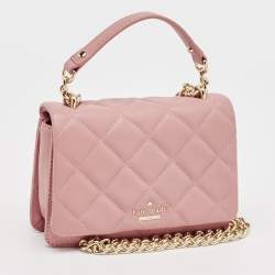 Pre Owned Kate Spade Pink Quilted Leather Mini Emerson Place Vivenna Shoulder Bag