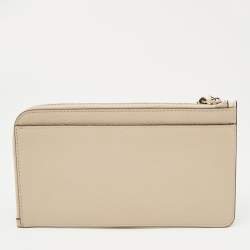Kate Spade Beige/Cream Leather L Zip Wristlet Wallet
