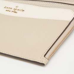 Kate Spade Beige/Cream Leather L Zip Wristlet Wallet