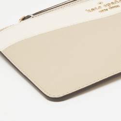 Kate Spade Beige/Cream Leather L Zip Wristlet Wallet