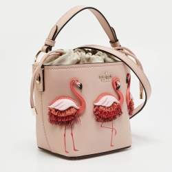 Kate Spade Pink Leather By The Pool Flamingo Pippa Bucket Bag