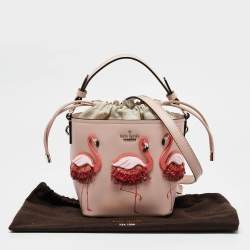 Kate Spade Pink Leather By The Pool Flamingo Pippa Bucket Bag
