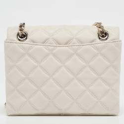 Kate Spade Ivory White Quilted Leather Natalia Flap Shoulder Bag