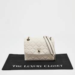Kate Spade Ivory White Quilted Leather Natalia Flap Shoulder Bag