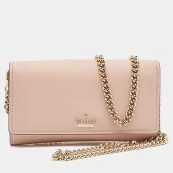 Kate Spade Pink Leather Flap Chain Clutch