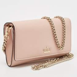 Kate Spade Pink Leather Flap Chain Clutch