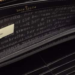 Pre Owned Kate Spade Purple Leather Peacock Print Zip Continental Wallet