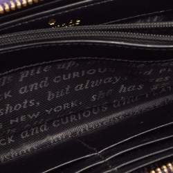 Pre Owned Kate Spade Purple Leather Peacock Print Zip Continental Wallet