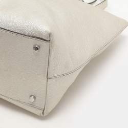 Kate Spade Silver Leather Larchmont Avenue Logo Penny Tote