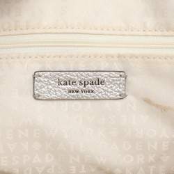 Kate Spade Silver Leather Larchmont Avenue Logo Penny Tote