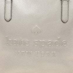 Kate Spade Silver Leather Larchmont Avenue Logo Penny Tote